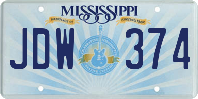 MS license plate JDW374