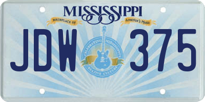 MS license plate JDW375