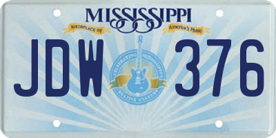 MS license plate JDW376