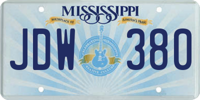 MS license plate JDW380
