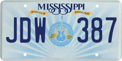 MS license plate JDW387