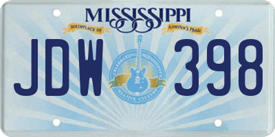 MS license plate JDW398