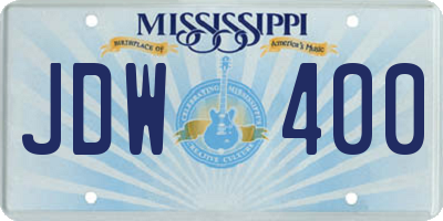 MS license plate JDW400