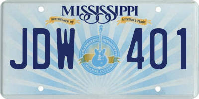 MS license plate JDW401
