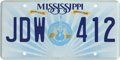 MS license plate JDW412
