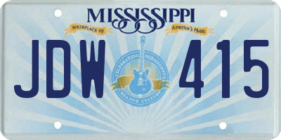 MS license plate JDW415