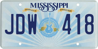 MS license plate JDW418