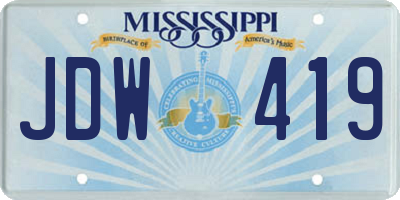 MS license plate JDW419