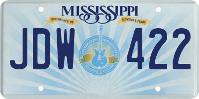 MS license plate JDW422