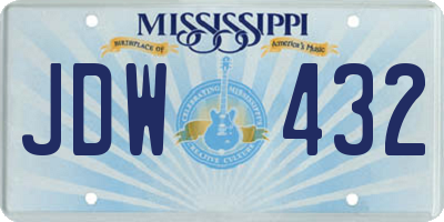 MS license plate JDW432
