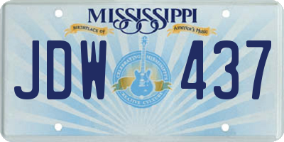 MS license plate JDW437