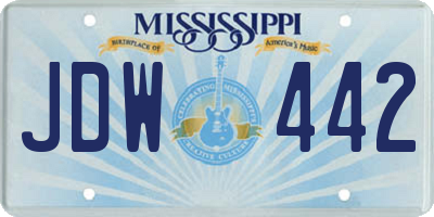 MS license plate JDW442