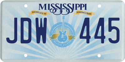 MS license plate JDW445
