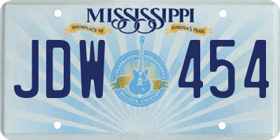 MS license plate JDW454