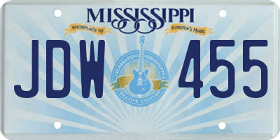 MS license plate JDW455