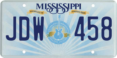 MS license plate JDW458