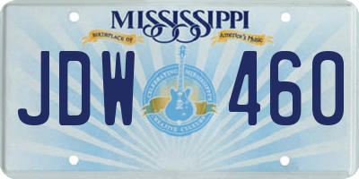 MS license plate JDW460