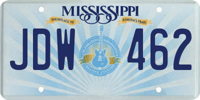 MS license plate JDW462