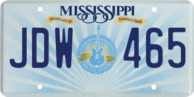 MS license plate JDW465