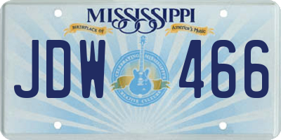 MS license plate JDW466