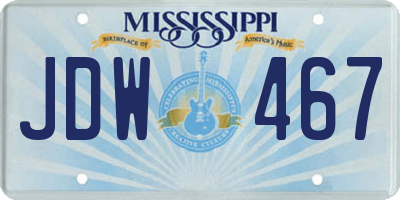 MS license plate JDW467