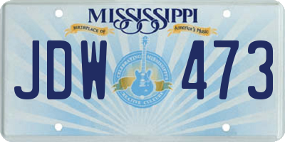 MS license plate JDW473