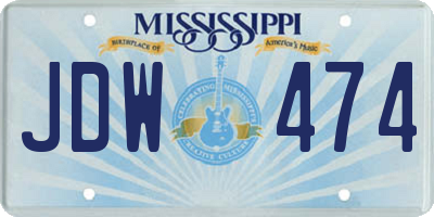 MS license plate JDW474
