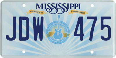MS license plate JDW475