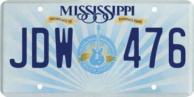 MS license plate JDW476
