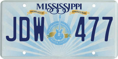 MS license plate JDW477