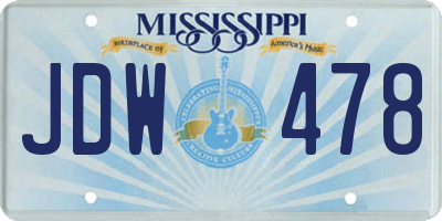 MS license plate JDW478
