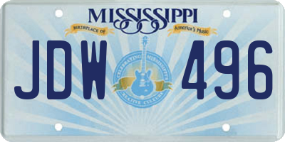 MS license plate JDW496