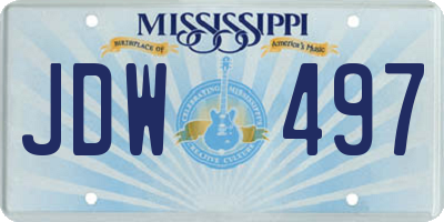 MS license plate JDW497