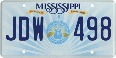 MS license plate JDW498