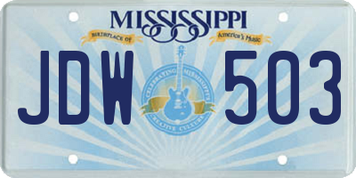MS license plate JDW503