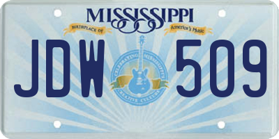 MS license plate JDW509