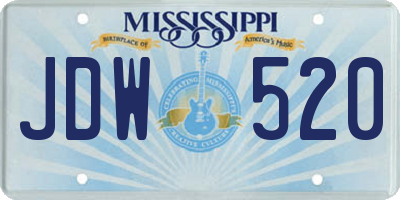MS license plate JDW520