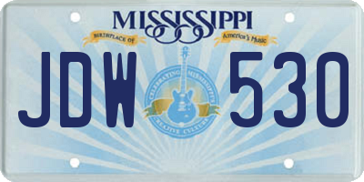 MS license plate JDW530