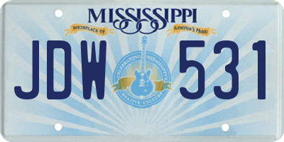 MS license plate JDW531