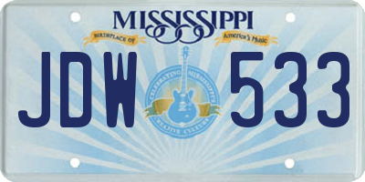 MS license plate JDW533