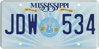 MS license plate JDW534