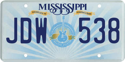 MS license plate JDW538