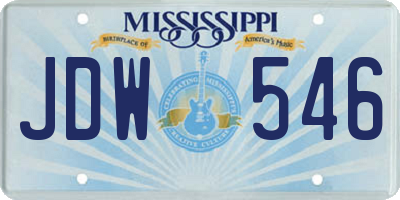 MS license plate JDW546