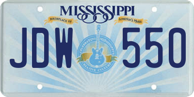MS license plate JDW550