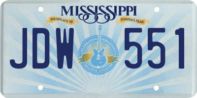 MS license plate JDW551