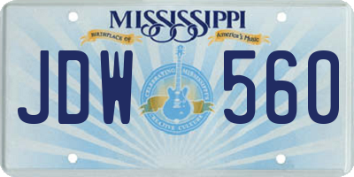 MS license plate JDW560