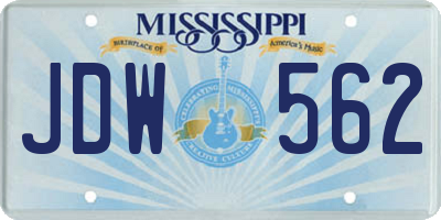 MS license plate JDW562