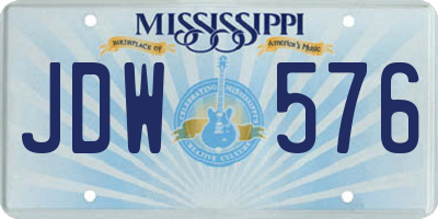 MS license plate JDW576