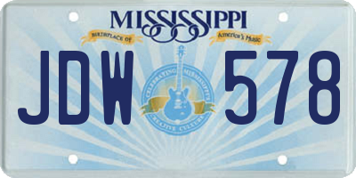 MS license plate JDW578