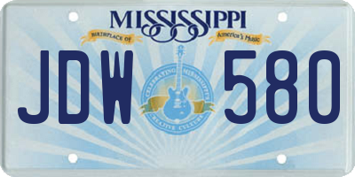 MS license plate JDW580